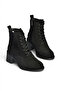 Z555670602 Black Genuine Leather Suede Thick Heeled Women's Boots - 7