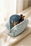 Suede Fabric Daisy Floral Large Volume Travel and Daily Use Makeup Bag - 4