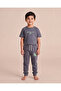 Boys Navy NY Print T-Shirt And Long Pants PJ Set - 4