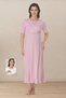 Venera Women's Pink Cotton 4-Piece Set with Easy Nursing Features: Postpartum & Maternity Pajamas, Nightgown, and Robe Set - 5