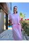 Pink Pleated Modal Shalwar Trousers Blouse Set - 2