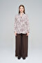 Women's Shawl Patterned Waist-Tie Shirt - 3