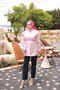 Pink Shoulder Ruffle Waist Tie Shirt - 2