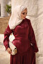 Burgundy Lace Skirted Satin Suit - 3