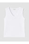 Vizyon New Season White Plus Size V-Neck Women's Undershirt - 5