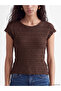 Xside Brown Crew Neck Textured Women's T-Shirt - 3