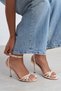 Ava Beige Satin Cross Detail Ankle Strap Women's Heeled Shoes - 3