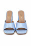 Women's Single Strap Thick Heeled Slippers Mule Square Toe Sandals - Sena - Baby Blue Patent Leather - 3