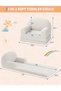 2-in-1 Convertible Sofa for Children: Armchair and Folding Foam Bed. Soft Sherpa Fabric. Ideal for the Playroom, Children's Bedroom, and as a Gift. Light Gray/Green. - 3