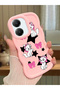 Poco X7 Pro Compatible Case Camera Protector Pink Silicone Couple Phone Case Character Pattern