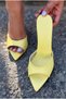 Lioris Yellow Matte Leather Women's Heeled Slippers - 6