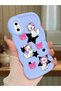iPhone X Compatible Case Camera Protector Blue Silicone Couple Phone Case Character Pattern