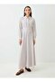 Thick Belt Detailed Striped Hijab Dress - Brown Striped - - 3