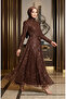 Silvery Belted Hijab Evening Dress 5808-04 Brown