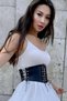 Black Faux Leather Waist-Cinching Lace-Up Corset Belt - 2