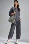 Soft Touch Modal Textured Zipper Collar Double Set - 2