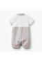 Collared Short Sleeves Romper with Stripes - 2