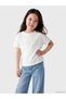 Lcw Kids White Crew Neck Embroidered Girls' T-Shirt