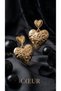 Tattoo Texture Heart Dangle Gold Color 316L Steel Women Earrings - 3