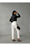 Mamaliga White Mom Jeans Boyfriend Linen Trousers - 3