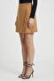 Women Textured Mini Skirts, Brown - 3