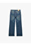 Regular Waist Pocketed Buttoned Straight Leg Cotton Denim Trousers - Straight Fit Jean - 5