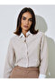 Beige Striped Shirt With Contrast Collar