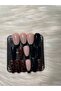 Handmade Press-On Nails Set - Trendy Leopard Print & Glossy Black French Tips Nude Coffin Custom Gel Nails - 2