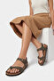Khaki Women's Anatomical Sole Flip-Flop Sandals with Double Buckle Ankle Strap, Daily Comfortable Summer Wear - 6