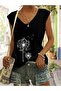 Women's Mix Printed V-Neck Sleeveless Regular Fit Comfortable T-Shirt