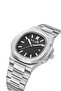 Premium Double Clip Men's Wristwatch with Calendar Silver Black Color Pl-7089E1X
