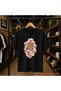 Tiger Pink Tulip Printed 100% Cotton Oversize Loose Regular Fit Crew Neck T-Shirt