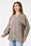 Mink Italian 100% Linen Low Sleeve Zippered Oversize Linen Jacket Blouse with Tie at Hem Size 40 - 44 - 2