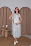 Women's Ecru Lace Cotton Summer Maternity Nightgown with Nursing Features - 3