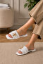 White Straw Weave Women's Slippers with Starfish Accessories Beach Slippers Home Slippers Stc1321 - 2