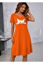 Women's short sleeve crew neck cat print viscose mini dress - 3