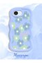 iPhone 16E Compatible Case Camera Protector Blue Silicone Couple Phone Case Floral Pattern - 2
