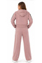 Girl's Hooded Side Stripe Detailed Snap Fastener Model Wide Leg Two-Piece Powder Color Tracksuit Set - 3