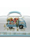 White Enamel Cheese Tray with Lid – Vintage Flower Truck Design - 18×12 cm - 3