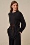 Black-Balloon Sleeve Modal Tunic with Gipe Detail - 4
