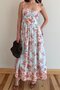 Blue - Orange Floral Patterned Dress - 4218 - 2