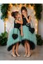 Girl's Mint Green, Lace Robe, Detachable Flower Brooch, Bag, Lined Layered Tulle Evening Dress, 5-9 Years Old, Special Occasion, Birthday - 5