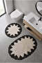Mink 2-Piece Lace Non-Slip Leather Based Oval Bath Mat Set with Laces, Washable Bath Set Piera - 6