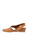 Tan Dark Leather Women's Heeled Sandals - 3