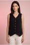 Women's 100% Cotton Muslin Buttoned V-Neck Tassel Vest with Inverted Stitching - 3