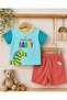 Baby Boy 100% Cotton Safari Zebra Printed Shorts with Pockets, Top and Bottom Two-Piece Summer Set - 2