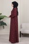 Shirt Collar Front Buttoned Loose Viscose Shawl Pattern Dress Hijab Dress Mother's Dress Prayer Dress - 3