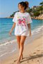 Women's casual crab balloon blowout graphic short sleeve t-shirt, summer beach vacation outfit - 6
