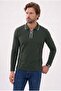 Men's slim fit 100% cotton long sleeve zip-up khaki polo collar sweatshirt