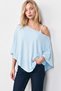 Women's Turquoise Poncho Off-The-Shoulder Blouse Made of 97% Cotton Fabric